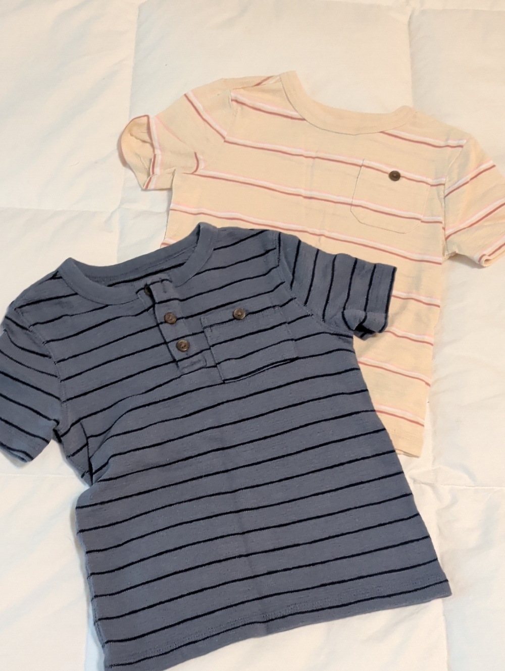 Striped Henley Tee for Kids - Short Sleeve